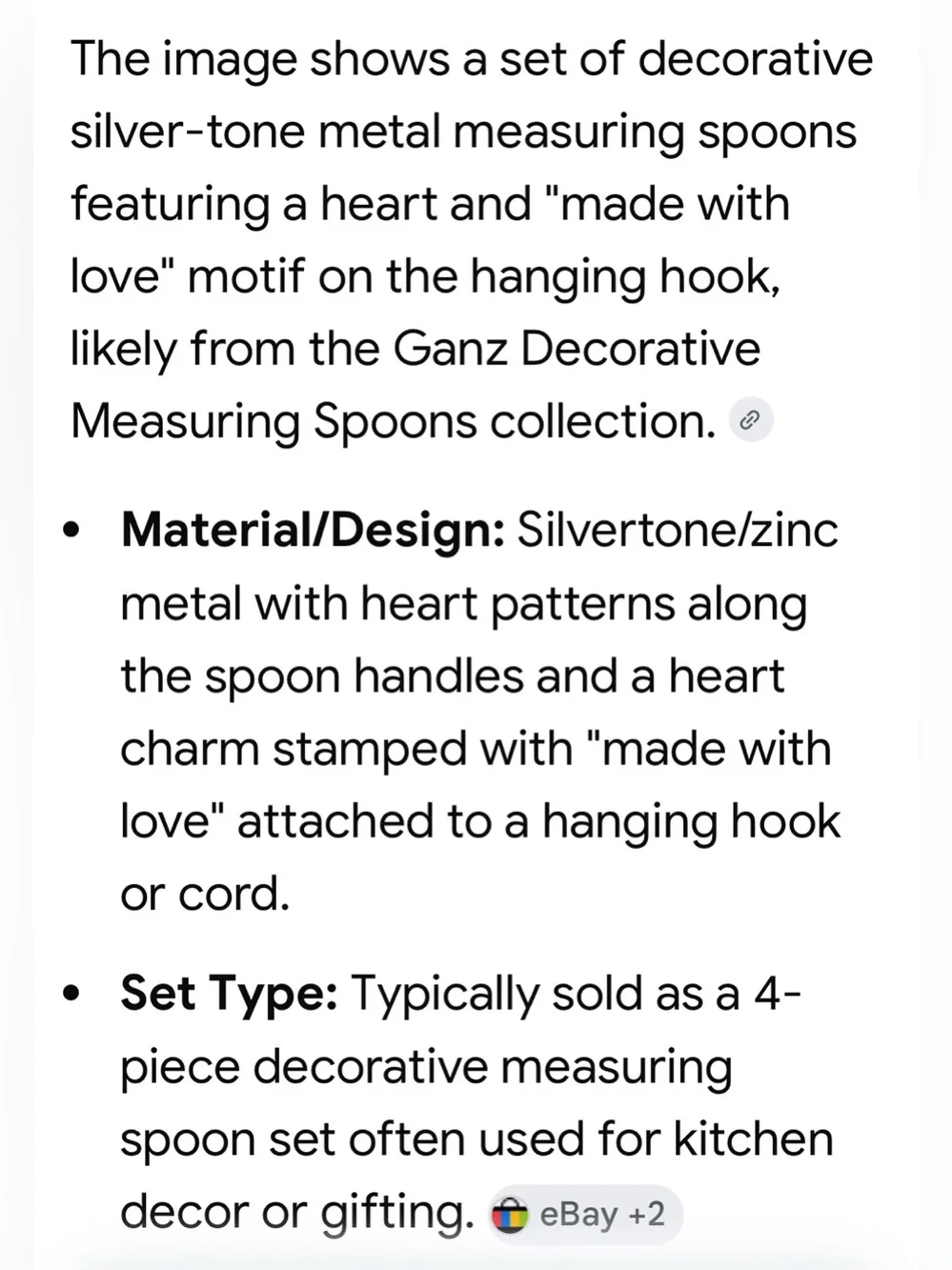 GANZ Silver-Tone 'Made With Love' Teaspoon Measuring Set pinch smidge dash love